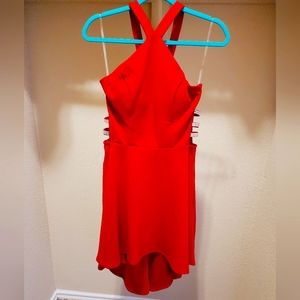 Red cross neck cocktail dress
